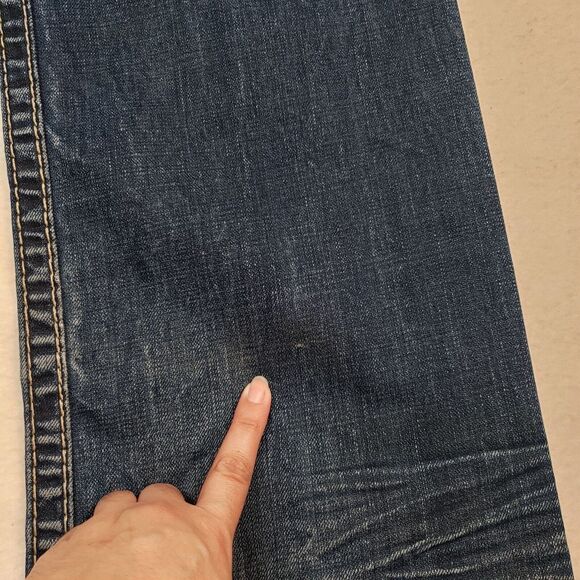 Rivet De Cru Jeans Mens 38 Blue Denim Straight Leg Button Fly Distressed Grunge - Picture 9 of 16